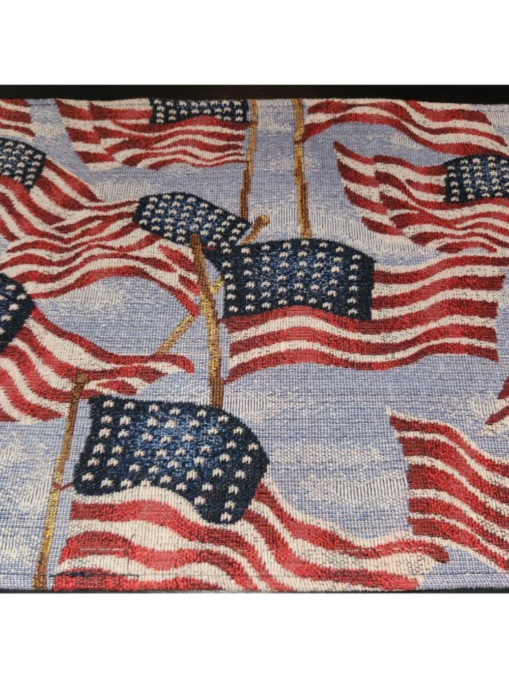 Set Of 4 Patriotic American Flag Woven Tapestry Placemats 13